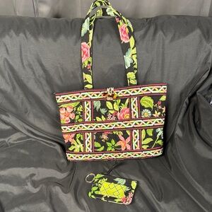 Vera Bradley Floral Tote Bag with Matching ID Case